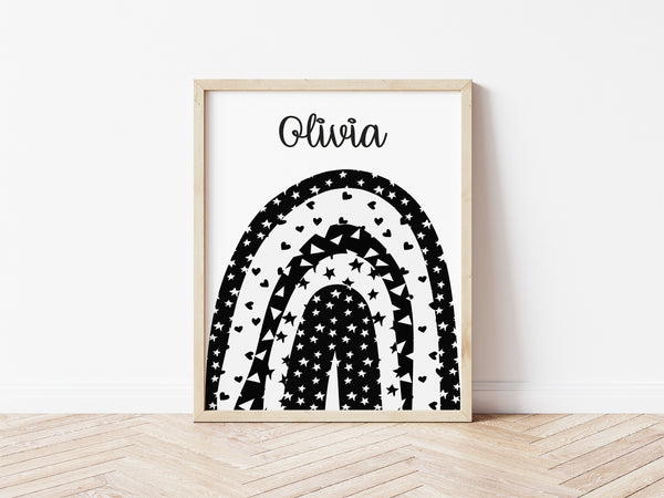 Personalised Rainbow Print - monochrome