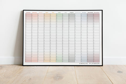 Perpetual Annual Wall Planner Landscape - Muted