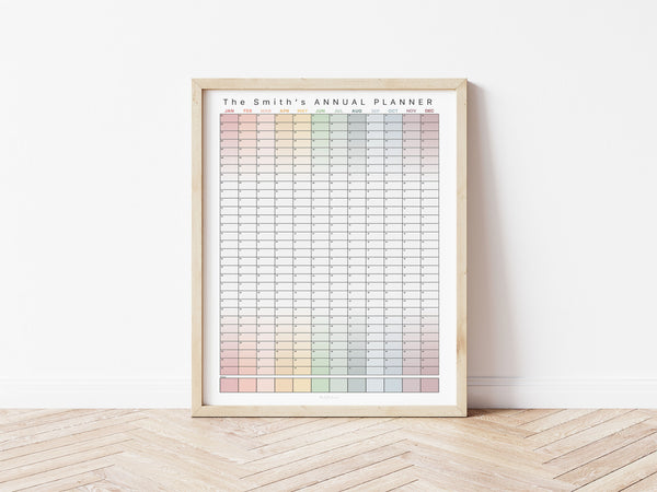 Personalised Perpetual Annual Wall Planner - Muted