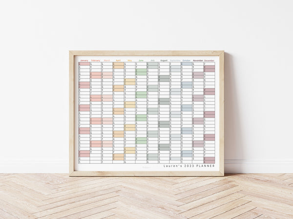 Personalised 2023 Landscape Wall Planner - muted tones