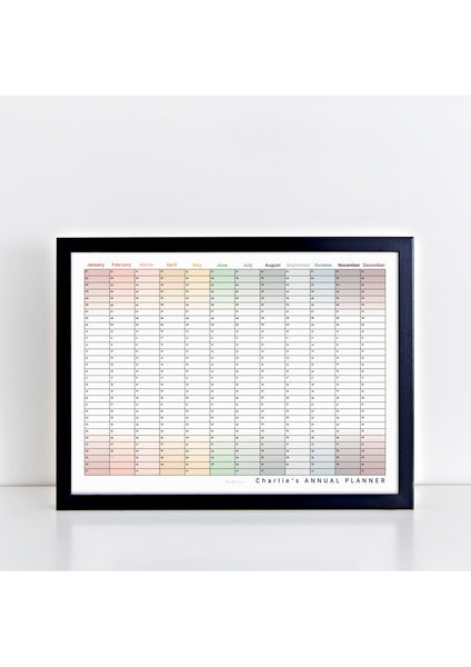 Personalised Perpetual Wall Planner Landscape - Muted