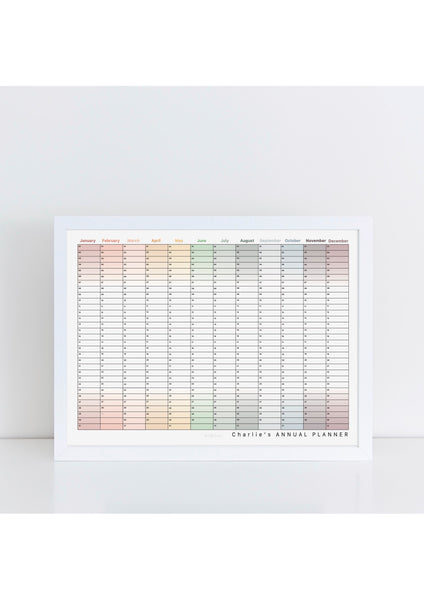 Personalised Perpetual Wall Planner Landscape - Muted