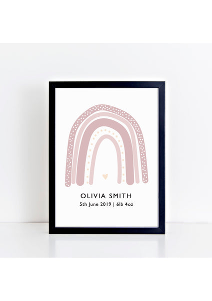 Rainbow Birth Print - pinks