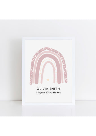 Rainbow Birth Print - pinks