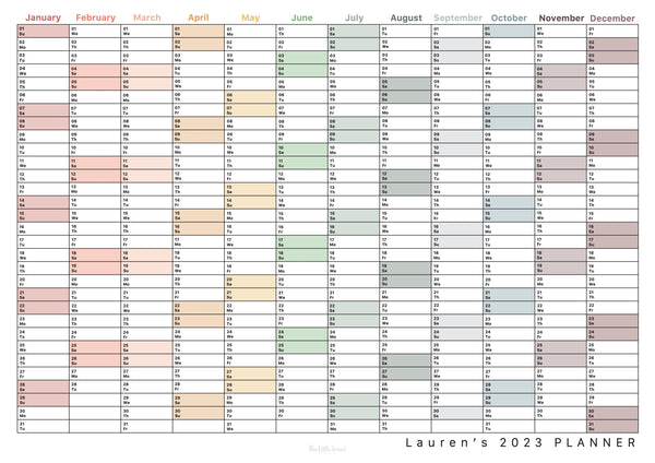 Personalised 2023 Landscape Wall Planner - muted tones