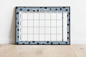 Personalised Spotty Weekly Planner - various colours available