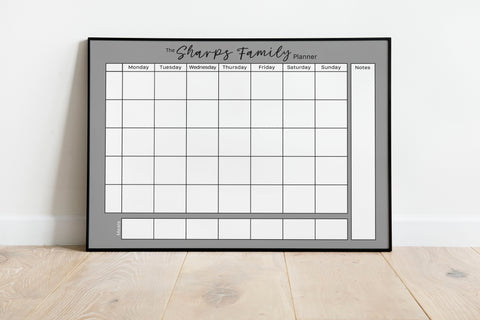 Weekly Family Planner in Dark Grey - personalised