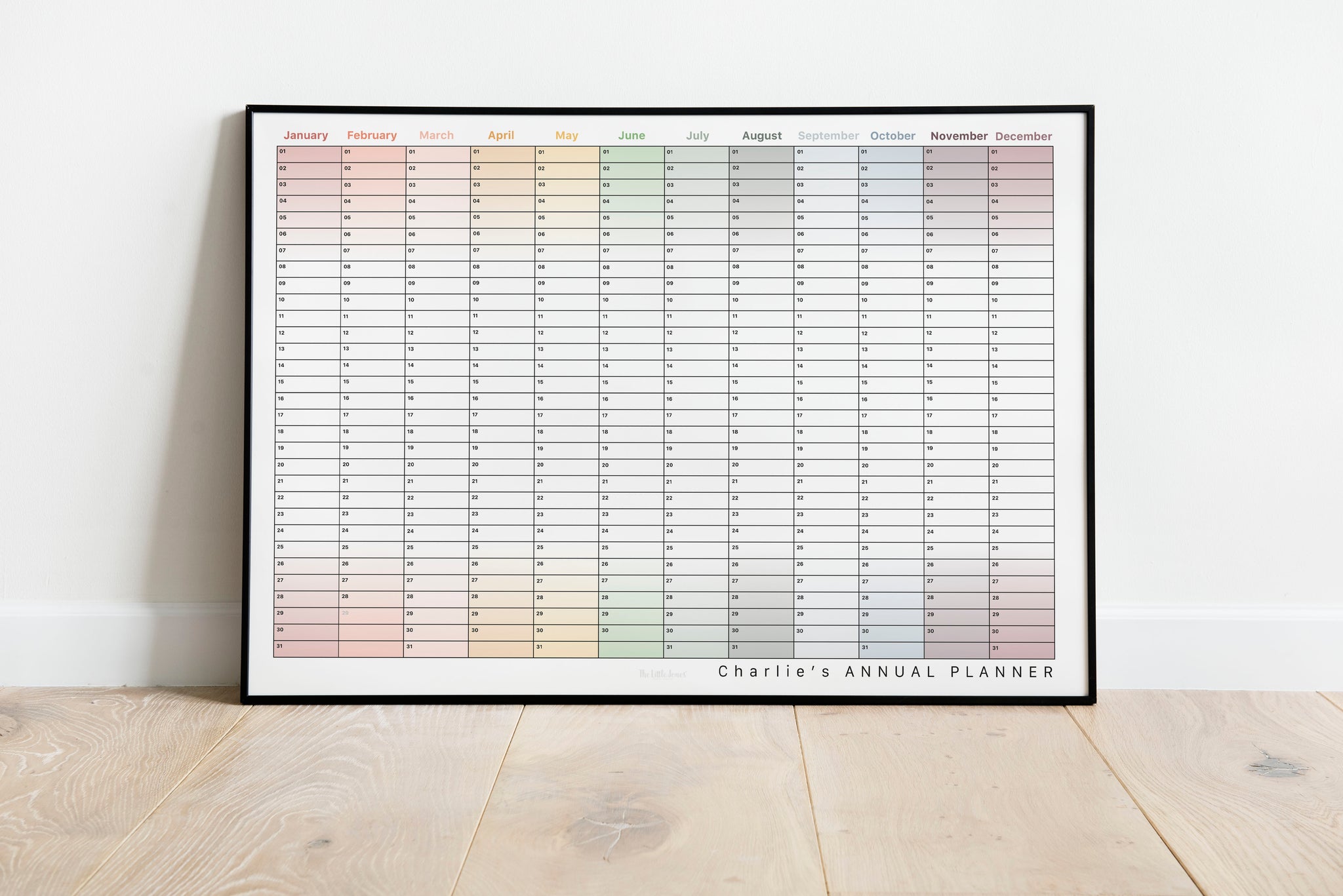 Personalised Perpetual Wall Planner Landscape - Muted