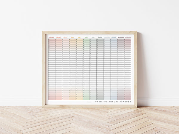 Personalised Perpetual Wall Planner Landscape - Muted
