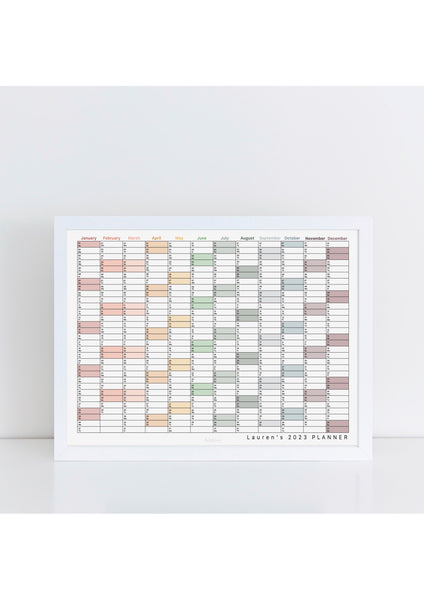 Personalised 2023 Landscape Wall Planner - muted tones