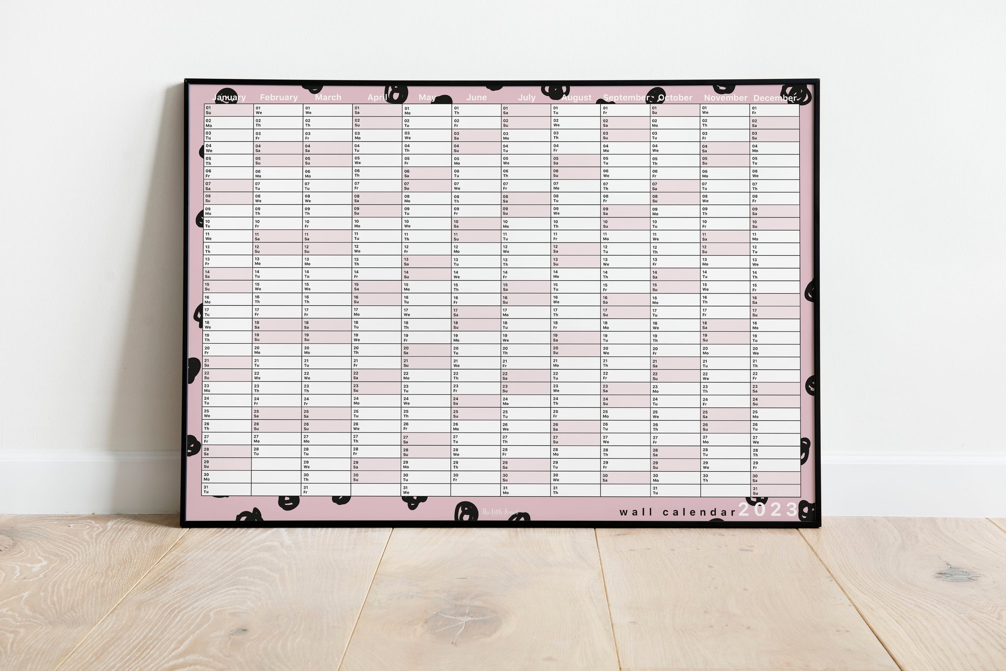 2023 Wall Planner - Pink + Black Spots Landscape