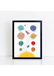 Planets White Print