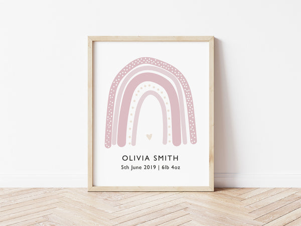 Rainbow Birth Print - pinks