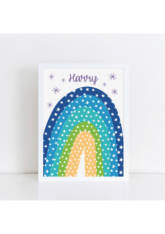 Personalised Rainbow Print - blues