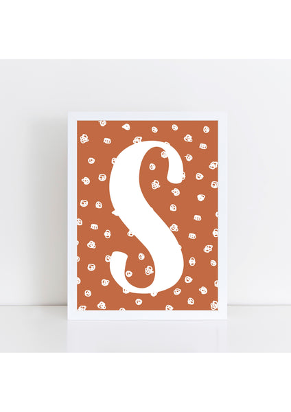 Spotty Initial Print - burnt orange