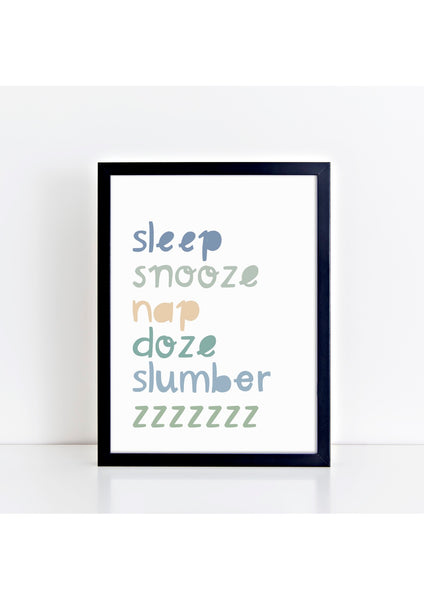 Sleep Snooze Greens Print