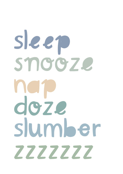 Sleep Snooze Greens Print