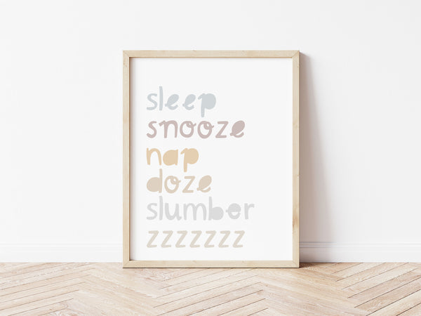 Sleep Snooze Neutrals Print