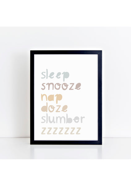 Sleep Snooze Neutrals Print