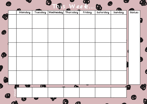 Weekly Family Planner - Pink Spotty