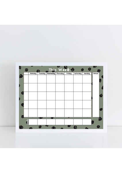 Weekly Family Planner - Green Spotty