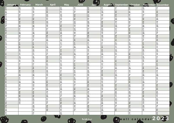 2023 Wall Planner - Green + Black Spots Landscape