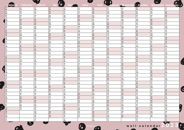 2023 Wall Planner - Pink + Black Spots Landscape