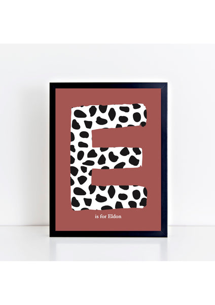 Dalmatian Spot Initial Print - brick background