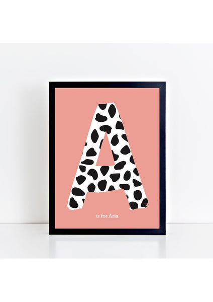 Dalmatian Spot Initial Print - coral