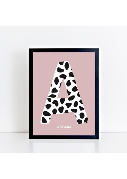 Dalmatian Spot Initial Print - dusky pink