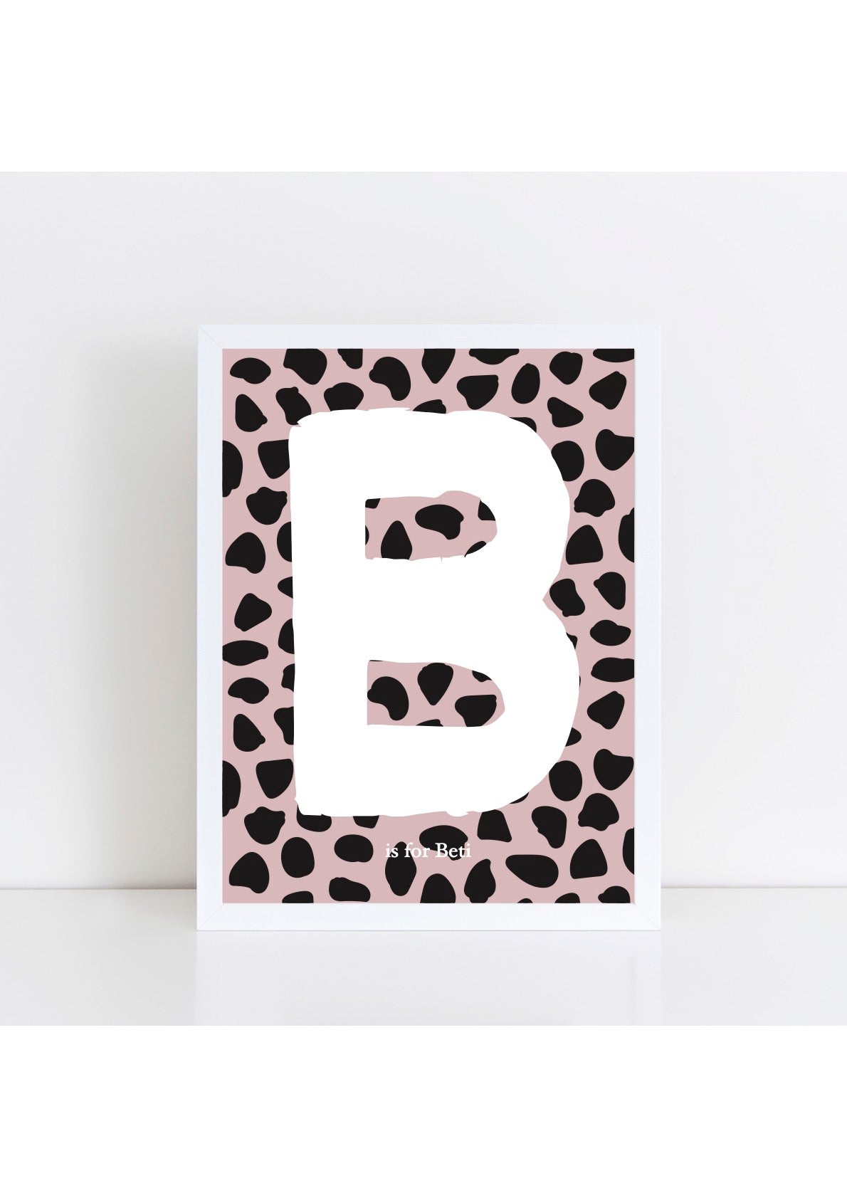 Dalmatian Spot Initial Print - dusky pink and black