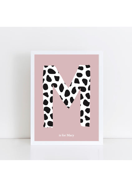 Dalmatian Spot Initial Print - dusky pink