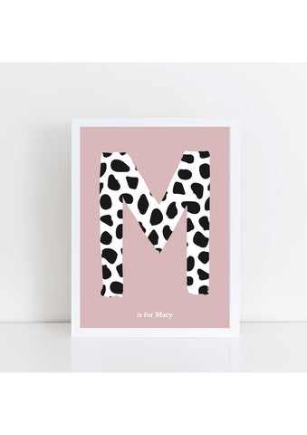 Dalmatian Spot Initial Print - dusky pink