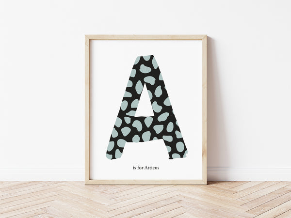 Dalmatian Spot Initial Print - green/black