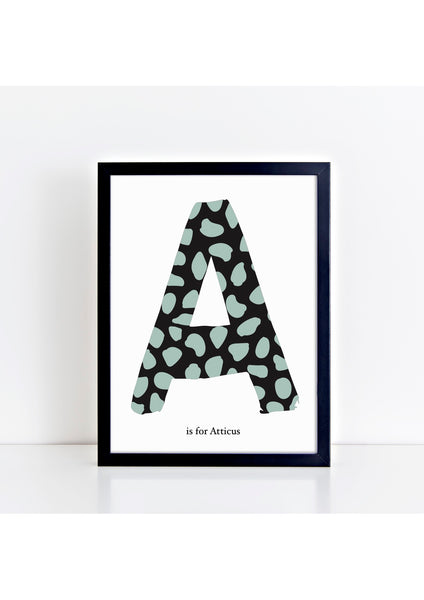 Dalmatian Spot Initial Print - green/black