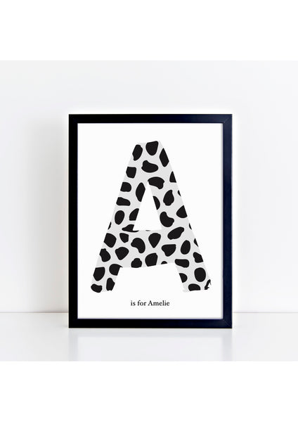 Dalmatian Spot Initial Print - grey