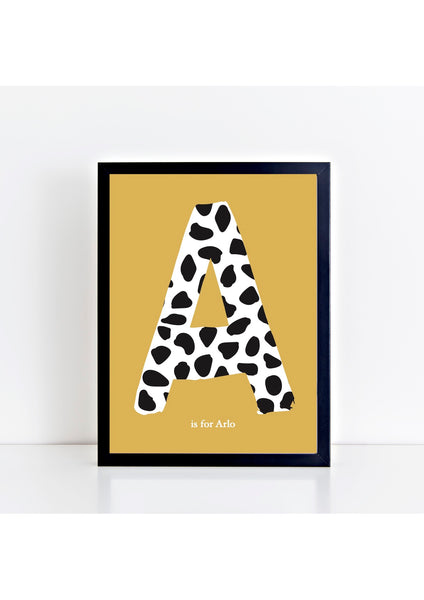 Dalmatian Spot Initial Print - mustard