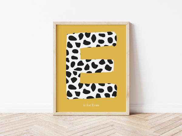 Dalmatian Spot Initial Print - mustard