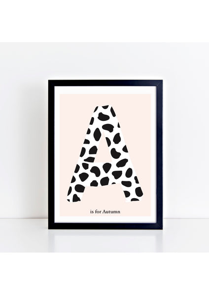 Dalmatian Spot Initial Print - pink background