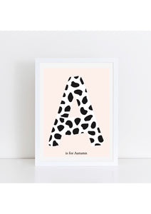 Dalmatian Spot Initial Print - pink background