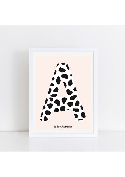 Dalmatian Spot Initial Print - pink background