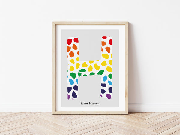 Dalmatian Spot Initial Print - rainbow