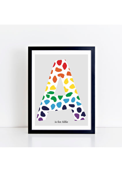 Dalmatian Spot Initial Print - rainbow