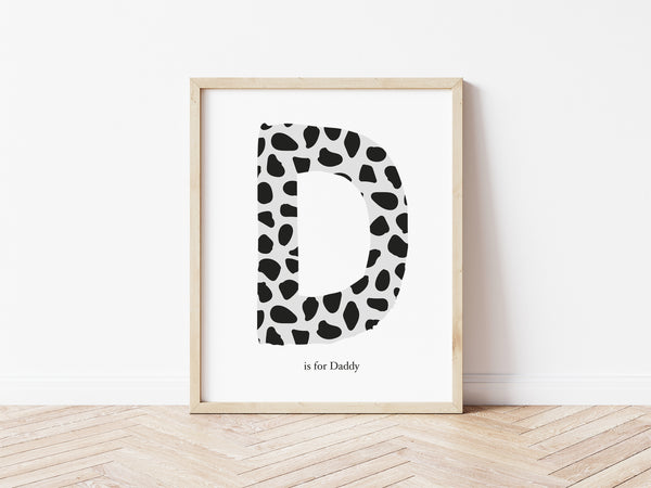 Dalmatian Spot Initial Print - grey