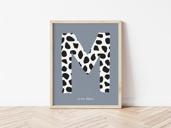 Dalmatian Spot Initial Print - stone