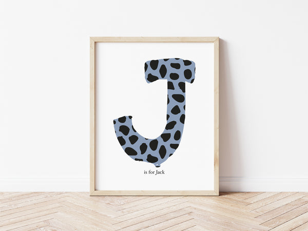 Dalmatian Spot Initial Print - stone initial