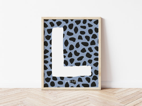 Dalmatian Spot Initial Print - stone and black