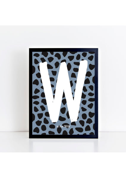 Dalmatian Spot Initial Print - stone and black