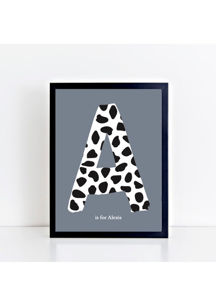 Dalmatian Spot Initial Print - stone