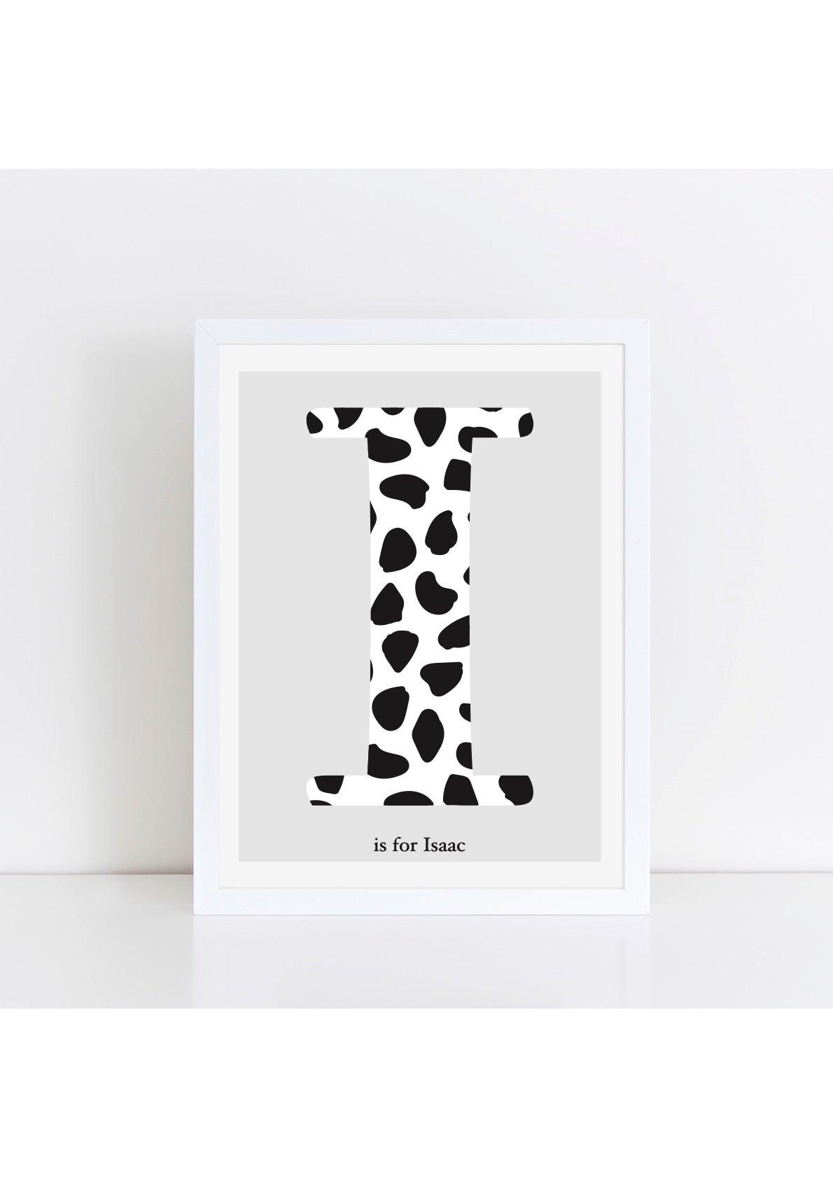 Dalmatian Spot Initial Print - grey background